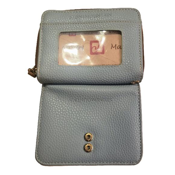 Stone Mountain Blue & Brown Wallet 7-Card Slots 5+1-Zip Pockets w/2 Slots +1-Zip - Picture 3 of 10